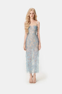 Lace Pencil Dress  Sleeveless Strapless 3D Flower Slim Elegant Party Dresses | REBECCA WARDROBE